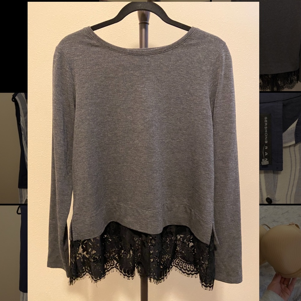 Simply Vera Wang Mock Layer Long Sleeve Shirt Size Medium